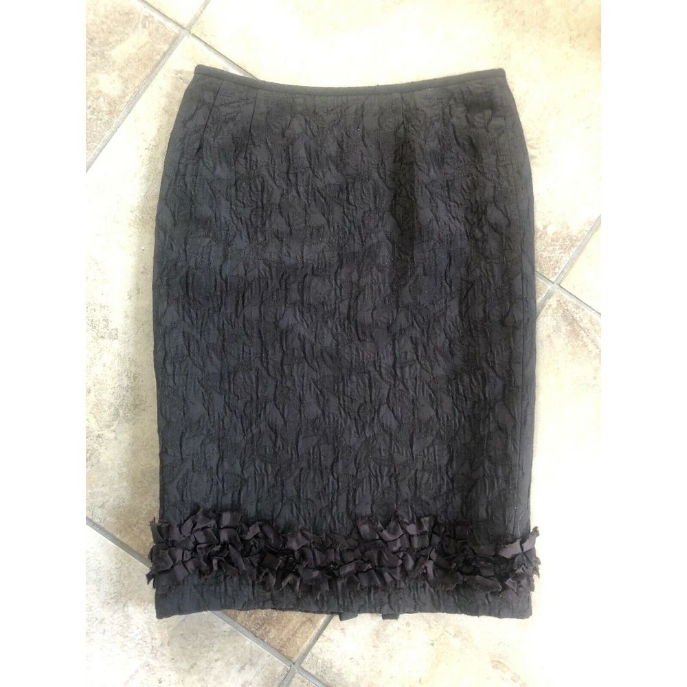 Albert Nipon Crinkled Ruffled Him Pencil Skirt 6 - image 7